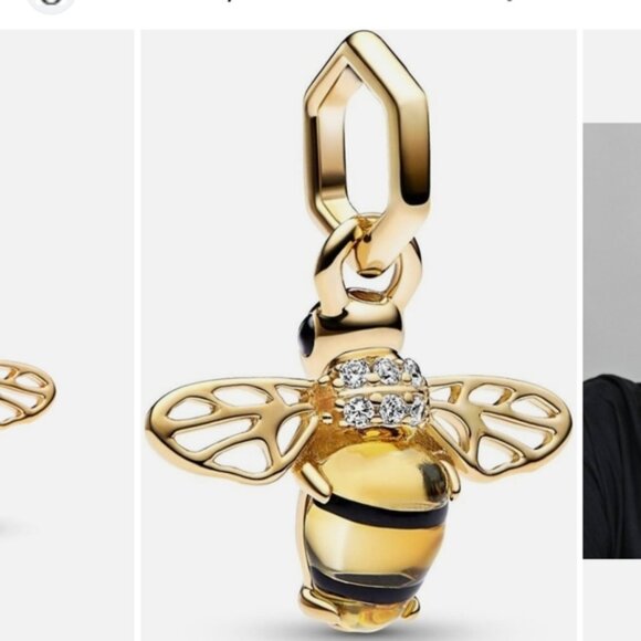 Gold Sparkling Bee Dangle14K Gold-Plated Sparkling Bee Dangle Charm - Picture 1 of 6